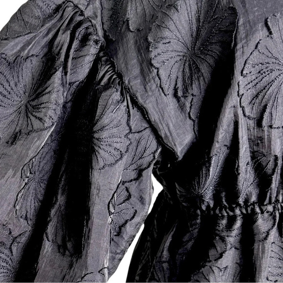 Kika Vargas Whimsy Goth Floral Texture Scallop Back Midi Dress Black Size S - Picture 10 of 12